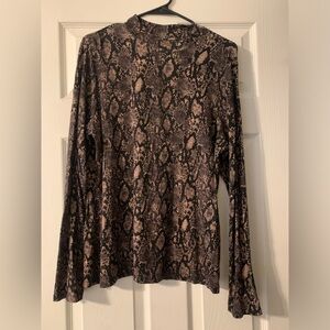 Liverpool LA Snake Print Mock Neck Top